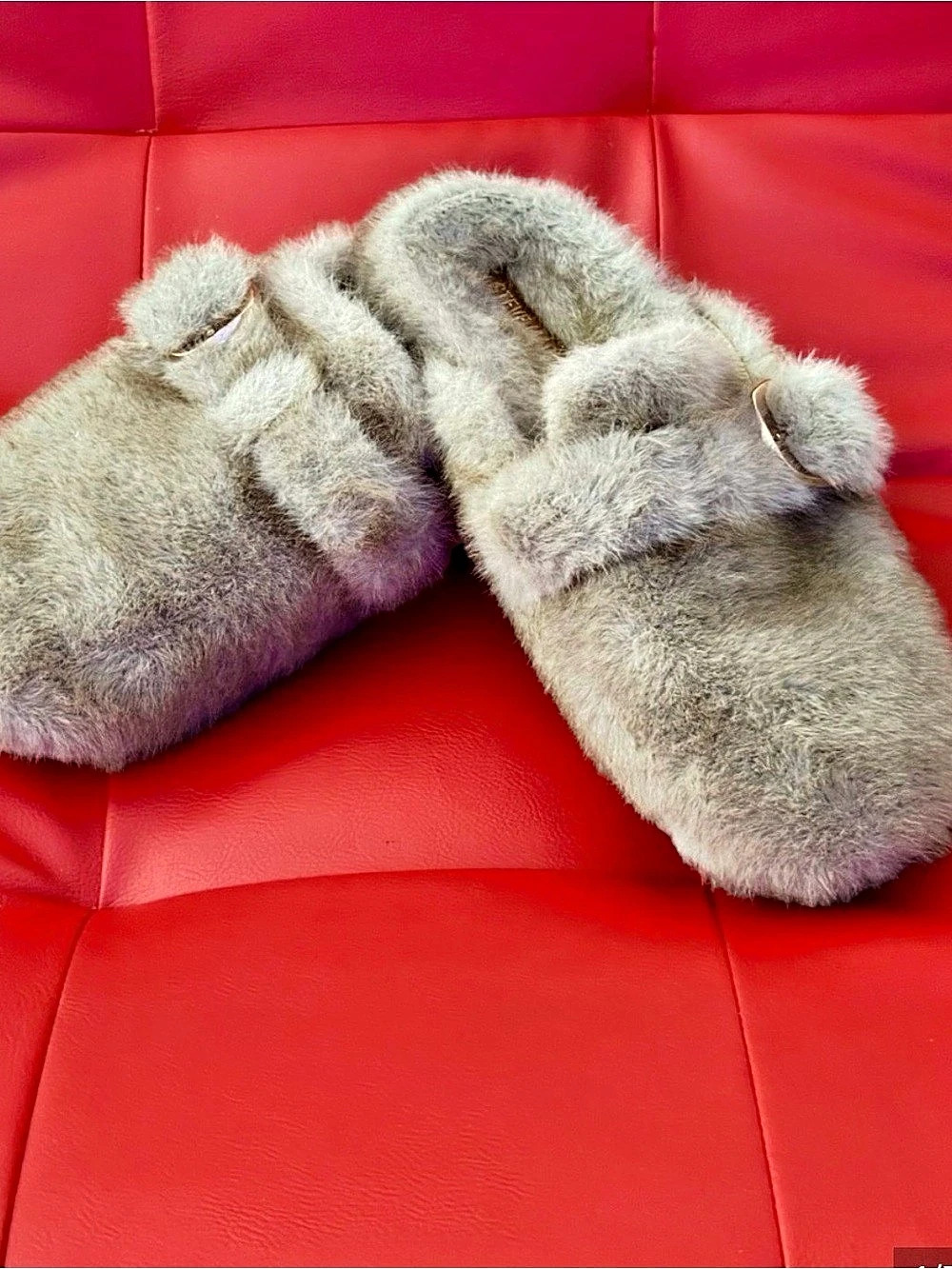 Steve Madden Faux Fur Buckle Shoes in Beige